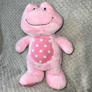 Gitzy Pink Frog Plush Toy with Rattle! 12” Soft Baby Lovey polka dots smile